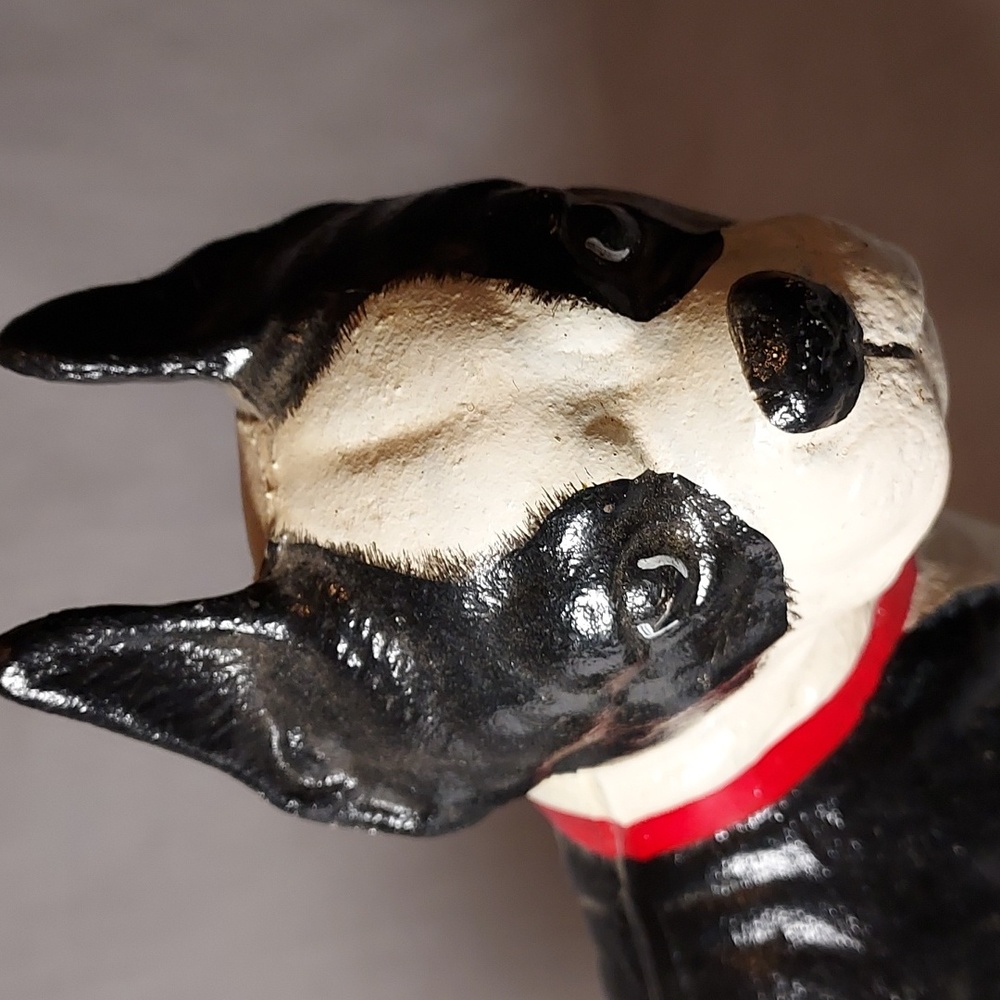 Vintage Cast Iron Boston Terrier Dog Door Stop Hand Painted - Picture 9 of 9